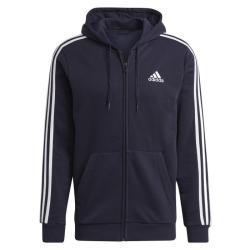 foto FELPA CON CAPPUCCIO ESSENTIALS FRENCH TERRY 3 STRIPES FULL ZIP NAVY