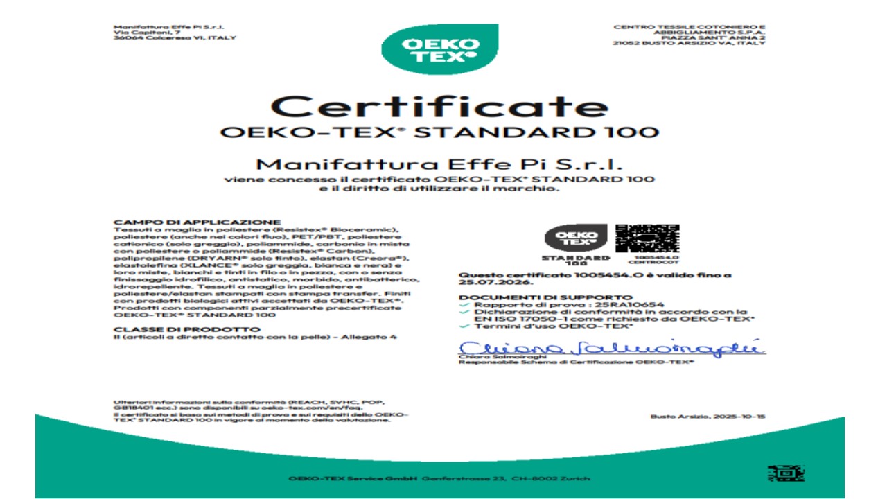CERTIFICATO OEKO-TEX